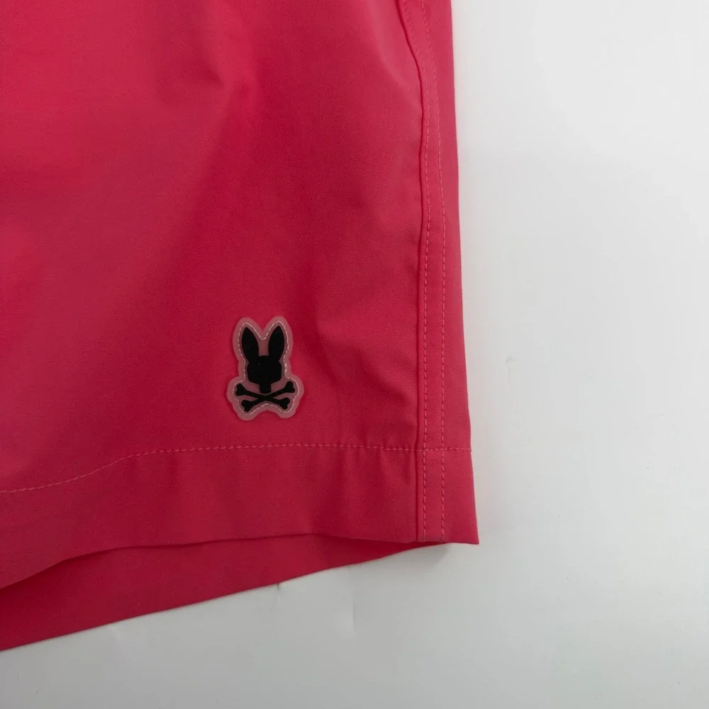 Psycho Bunny‎ Mens Swim Trunks Pink Embroidered Logo Mesh Lined 3XL